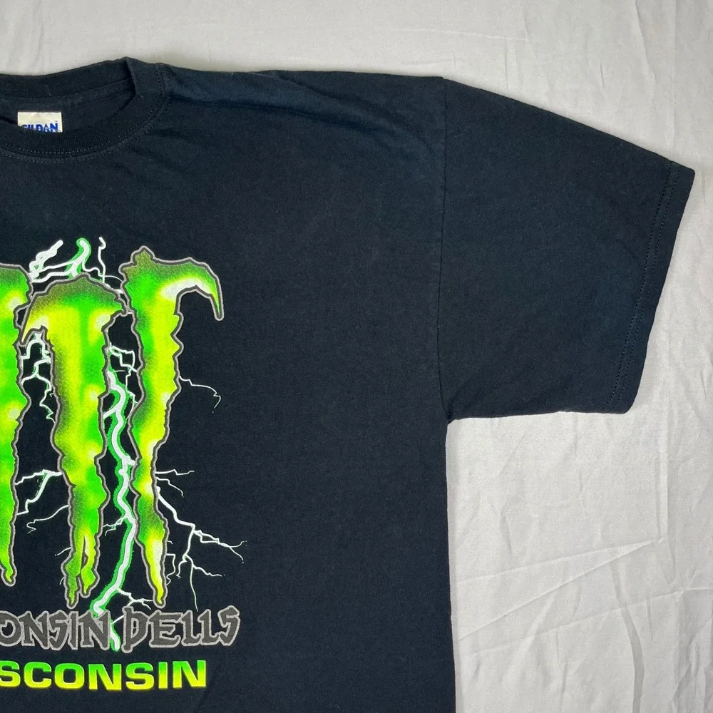Gildan T-Shirt Mens XL Black Wisconsin Dells Monster Energy Style Tee